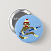 Sock Monkey die Blue Guitar speelt Ronde Button 5,7 Cm (Voorkant /achterkant)