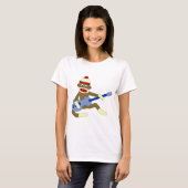 Sock Monkey die Blue Guitar speelt T-shirt (Voorkant volledig)