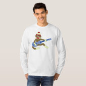Sock Monkey die Blue Guitar speelt T-shirt (Voorkant volledig)