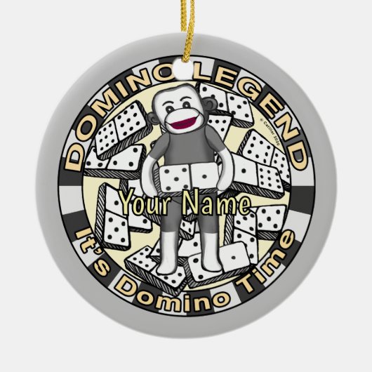 Sock Monkey Domino Legend ornament (Voorkant)
