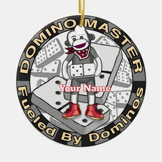 Sock Monkey Domino master Keramisch Ornament (Voorkant)