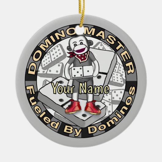 Sock Monkey Domino Master ornament (Voorkant)