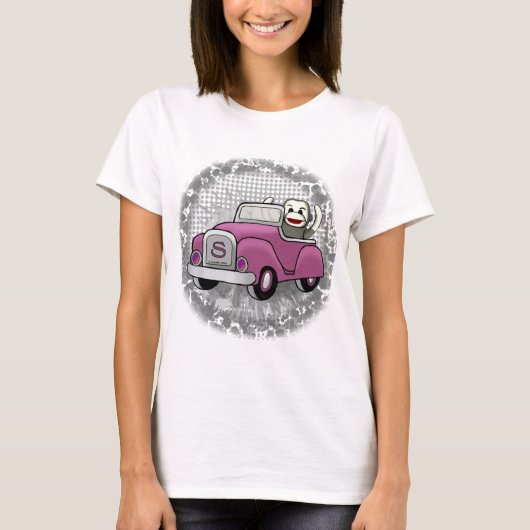 Sock Monkey Driving Car T-shirt (Voorkant)