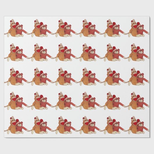 Sock Monkey en Beer in Santa Hats Cadeaupapier (Vlak)