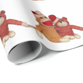Sock Monkey en Beer in Santa Hats Cadeaupapier (Rol Hoek)