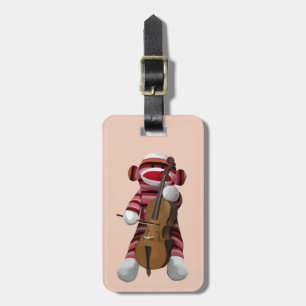 Sock Monkey en Cello 2 Bagagelabel