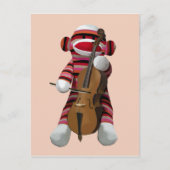 Sock Monkey en Cello 2 Briefkaart (Voorkant)