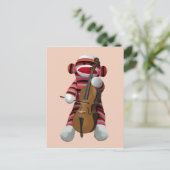 Sock Monkey en Cello 2 Briefkaart (Staand voorkant)