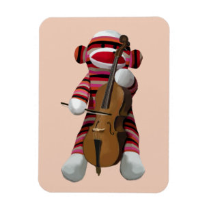 Sock Monkey en Cello 2 Magneet