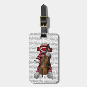 Sock Monkey en Cello Bagagelabel