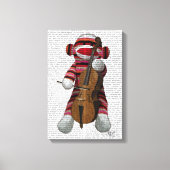 Sock Monkey en Cello Canvas Afdruk (Voorkant)