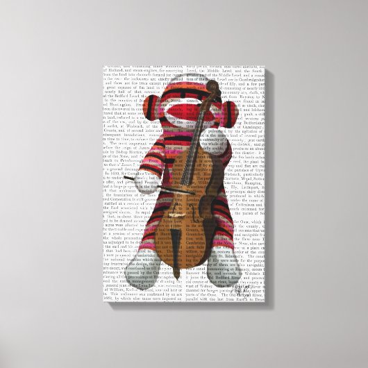 Sock Monkey en Cello Canvas Afdruk (Voorkant)