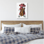 Sock Monkey en Cello Canvas Afdruk (Insitu (Slaapkamer))