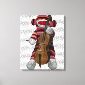 Sock Monkey en Cello Canvas Afdruk (Voorkant)
