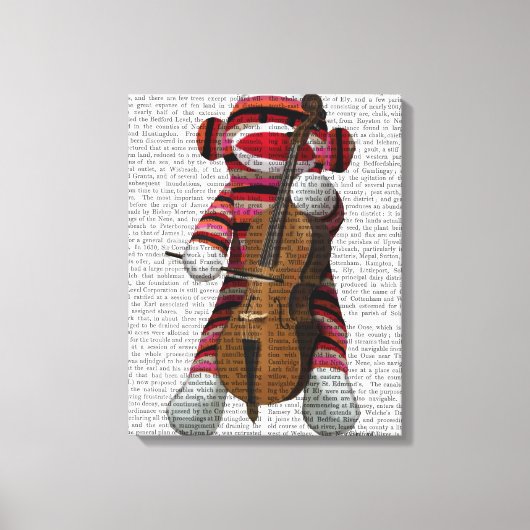 Sock Monkey en Cello Canvas Afdruk (Voorkant)