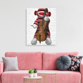 Sock Monkey en Cello Canvas Afdruk (Insitu (Woonkamer))