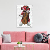 Sock Monkey en Cello Canvas Afdruk (Insitu (Woonkamer))