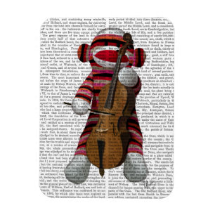 Sock Monkey en Cello Magneet