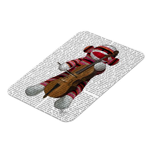 Sock Monkey en Cello Magneet (Linkerzijde)
