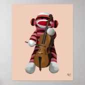 Sock Monkey en Cello Poster (Voorkant)