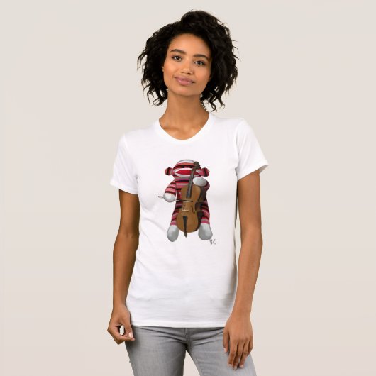 Sock Monkey en Cello T-shirt (Voorkant volledig)