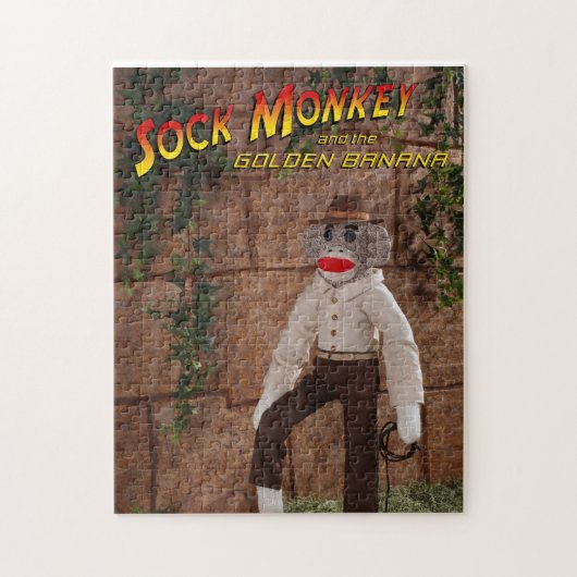 Sock Monkey en de Gouden Banaan 11x14 Legpuzzel (Verticaal)