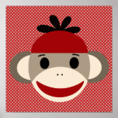 Sock Monkey en Polka Dot Art Poster (Voorkant)