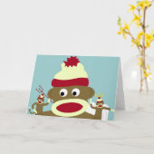 Sock Monkey Engel & Duivel Kaart (Gele Bloem)