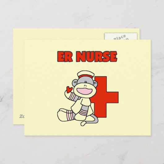 Sock Monkey ER Nurse T-shirts en cadeautjes Briefkaart (Voorkant / Achterkant)