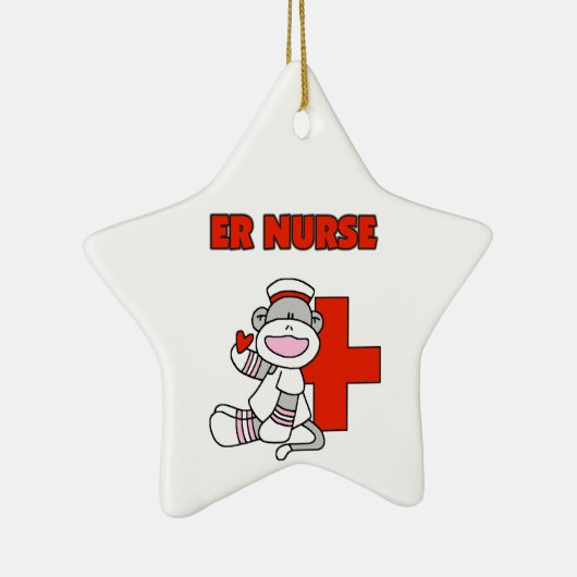 Sock Monkey ER Nurse T-shirts en cadeautjes Keramisch Ornament (Rechts)