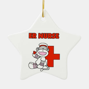 Sock Monkey ER Nurse T-shirts en cadeautjes Keramisch Ornament