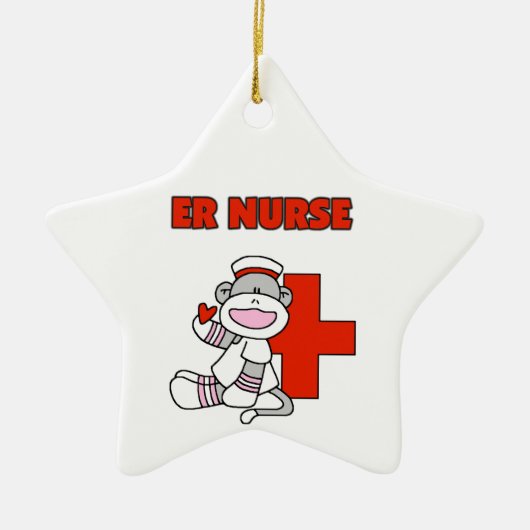 Sock Monkey ER Nurse T-shirts en cadeautjes Keramisch Ornament (Voorkant)