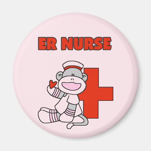 Sock Monkey ER Nurse T-shirts en cadeautjes Magneet (Voorkant)