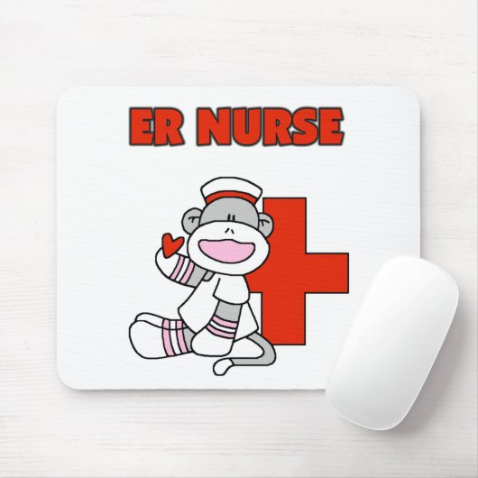 Sock Monkey ER Nurse T-shirts en cadeautjes Muismat (Met muis)