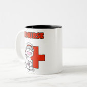 Sock Monkey ER Nurse T-shirts en cadeautjes Tweekleurige Koffiemok (Voorkant links)