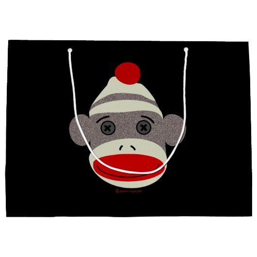 Sock Monkey Face Big Bag Large Cadeautasje (Achterkant)