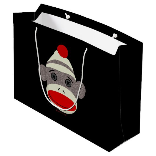 Sock Monkey Face Big Bag Large Cadeautasje (Achterkant Gekanteld)