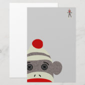 Sock Monkey Face Briefpapier (Voorkant / Achterkant)