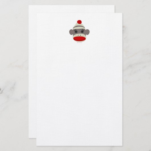 Sock Monkey Face Briefpapier (Voorkant / Achterkant)
