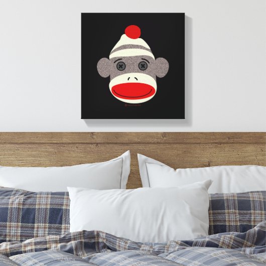 Sock Monkey Face Canvas Afdruk (Insitu (Slaapkamer))