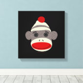 Sock Monkey Face Canvas Afdruk (Insitu (Houten vloer))