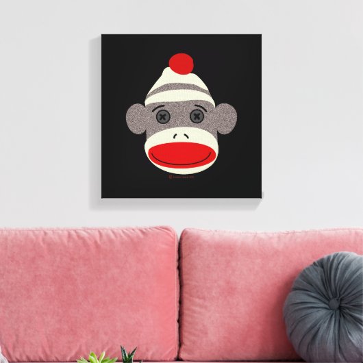 Sock Monkey Face Canvas Afdruk (Insitu (Woonkamer))