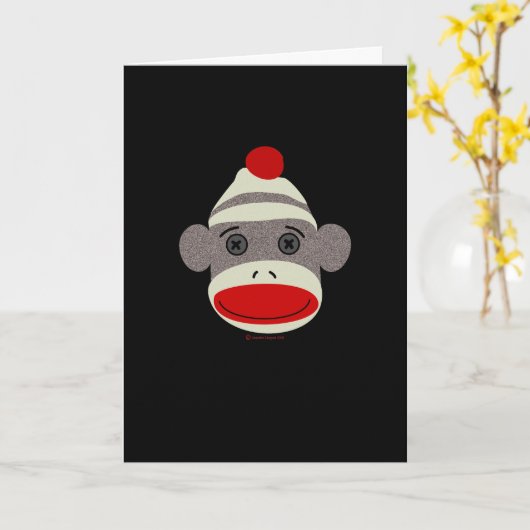 Sock Monkey Face Kaart (Gele Bloem)