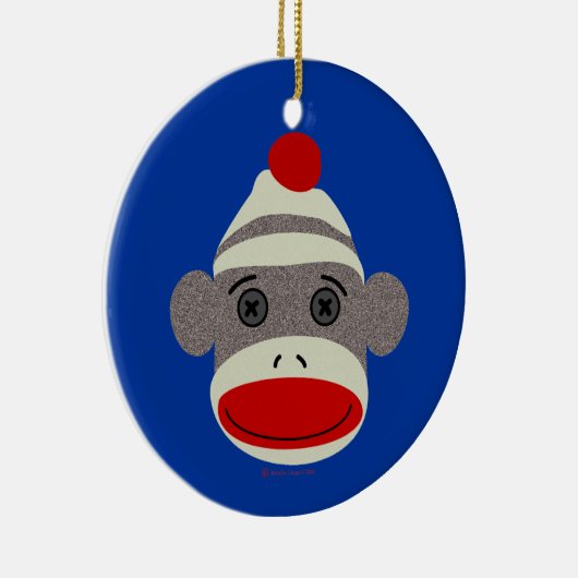 Sock Monkey Face Keramisch Ornament (Rechts)