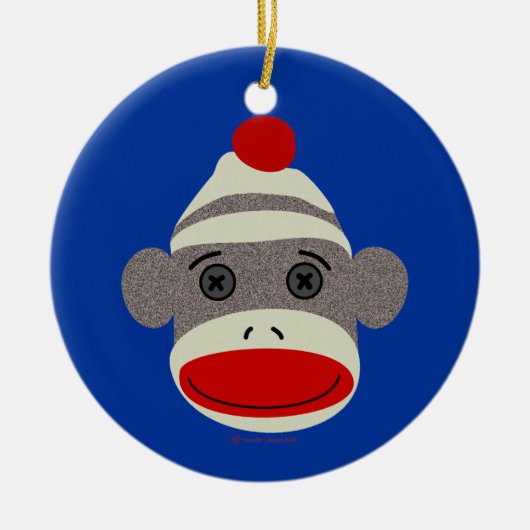 Sock Monkey Face Keramisch Ornament (Voorkant)