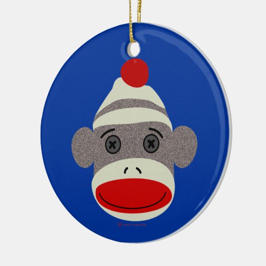 Sock Monkey Face Keramisch Ornament (Links)
