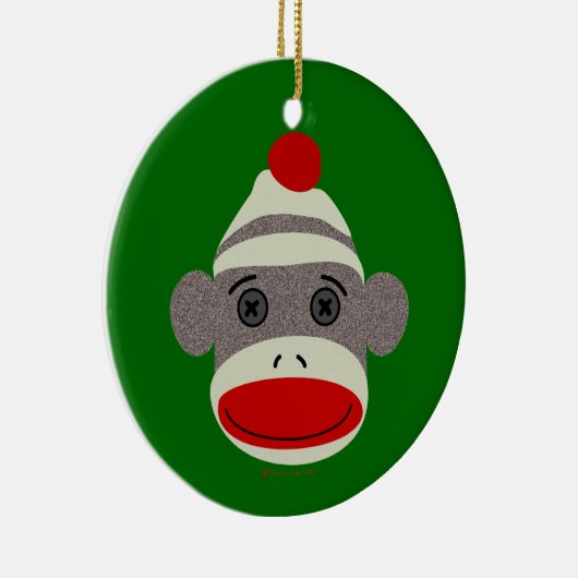 Sock Monkey Face Keramisch Ornament (Rechts)