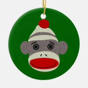 Sock Monkey Face Keramisch Ornament