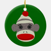 Sock Monkey Face Keramisch Ornament (Achterkant)