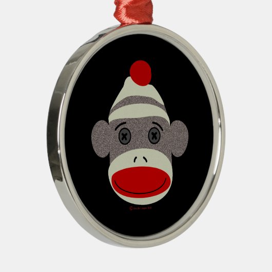 Sock Monkey Face Metalen Ornament (Rechts)